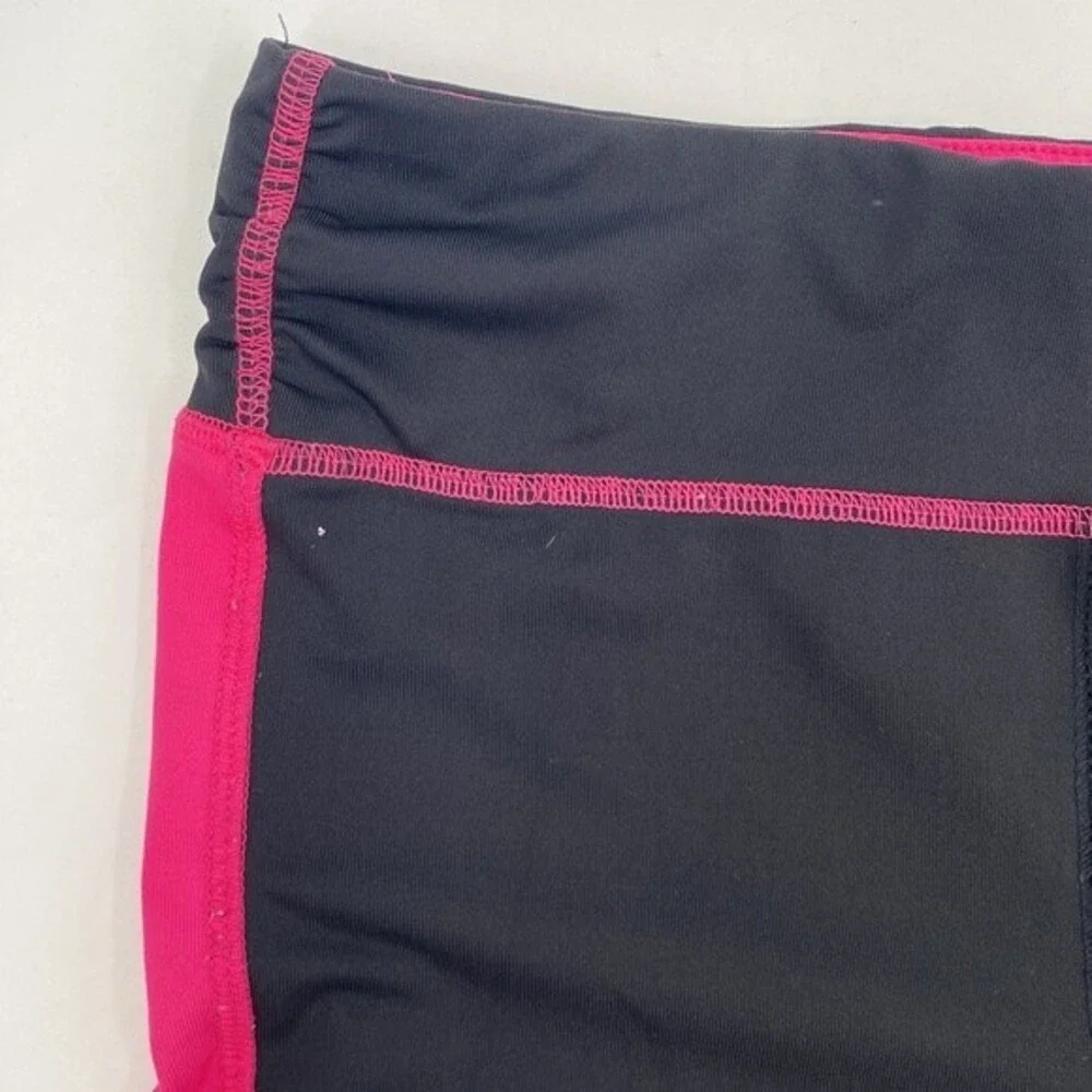 New Balance Black Crop Capri Leggings Pink Stripe Girls XL 14-16